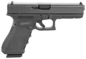 Glock 17 Series V, Striker Fired, Semi-automatic, Polymer Frame Pistol, Full Size, 9MM, 4.49" Marksman Barrel, nDLC Finish, Fixed Sights, Ambidextrous Slide Stop Lever, Flared Mag Well, No Finger Grooves, Front Serrations 17 Rounds, 3 Magazines