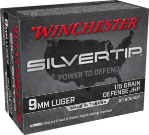 Winchester Ammo W9MMST Silvertip  9mmLuger 115gr Silvertip Jacket Hollow Point 20 Per Box/10 Case