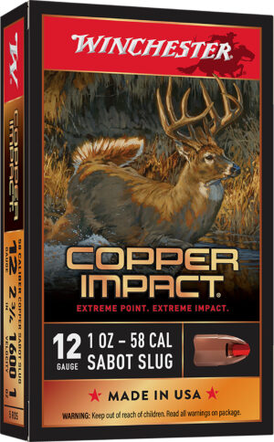 Winchester Ammo X12CLF Copper Impact  12Gauge 2.75" 1oz Sabot Slug Shot 5 Per Box/20 Case