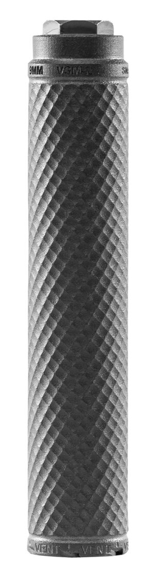 PTR V20090101 Vent 2 9mm Luger, Rated Up To 300 Blk Out, 7.60" L Black 3D Printed Titanium, Includes 1.125"-28 & 1/2"-28 Direct Thread Mount