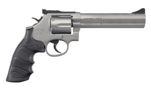 SAR USA SARSR38ST6 SAR SR 38 Special/357 Mag 6 Shot, 6" Stainless Steel Barrel, Cylinder & Frame w/Black Finger Groove Grip, Drop Safety/Hammer Block Safety, Exposed Hammer