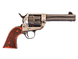 Cimarron PP400LSFW Frontier  357 Mag 6 Shot 4.75" Blued Barrel, Blued Cylinder, Old Silver Engraved Frame, Checkered Walnut Grip