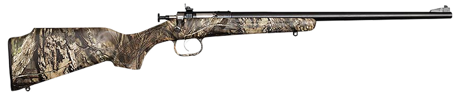 Crickett KSA2284 Youth 22 WMR 1rd 16.12" Blued Barrel/Receiver, Fixed Front/Adjustable Rear Peep Sights, Mossy Oak Break-Up Synthetic Stock w/11.5" LOP, Rebounding Firing Pin Safety