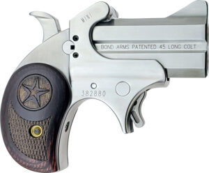 Bond Arms BAM Mini Original 45 Colt (LC) 2rd 2.50"  Stainless Steel Double Barrel & Frame, Auto Extractor & Rebounding Hammer, Blade Front/Fixed Rear Sights, Rosewood Grips, Manual Safety