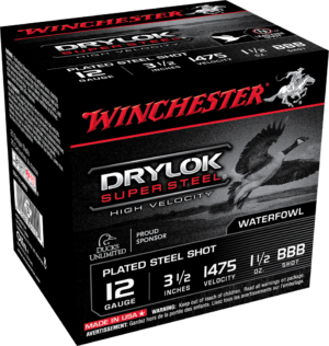 WINCHESTER DRYLOK SUPER STEEL 12 GA 3-1/2" BB HV 1-1/2 OZ 25 RD/BX 10 BX/CS