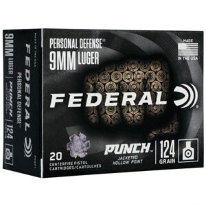 9MM LUGER 124GR JACKETED HOLLOW POINT 20/BOX