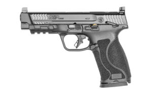 Smith & Wesson, M&P M2.0, Striker Fired, Semi-automatic, Polymer Frame Pistol, Full Size, 10MM, 4.6" Barrel, Armornite Finish, Black, Optic Height White 3 Dot Sights, Thumb Safety, 15 Rounds, Optics Ready Slide, 2 Magazines