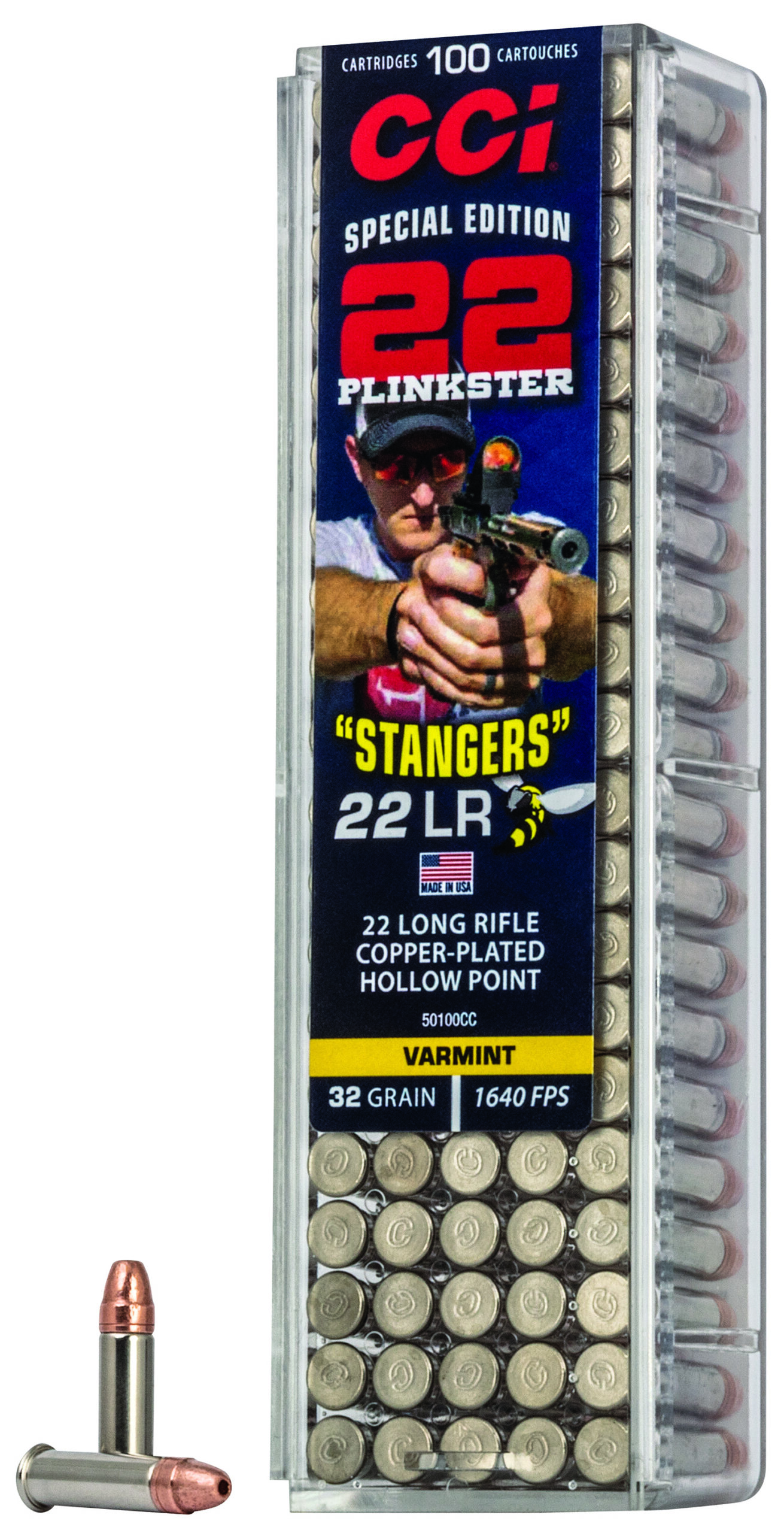 CCI 50100CC Stangers 22LR 32gr Copper Plated Hollow Point 100 Per Box/50 Case