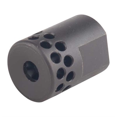 SHORT MUZZLE BRAKE 22 CALIBER 1/2-28 STEEL BLACK