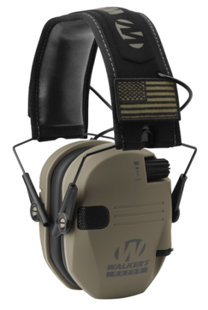 Walker's, Razor, Electronic Earmuff, Flat Dark Earth, 1 Pair, Includes (2) Morale Patches