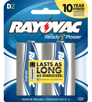 D Batteries Rayovac 8132F D Alkaline 1.5V Alkaline Stick 2