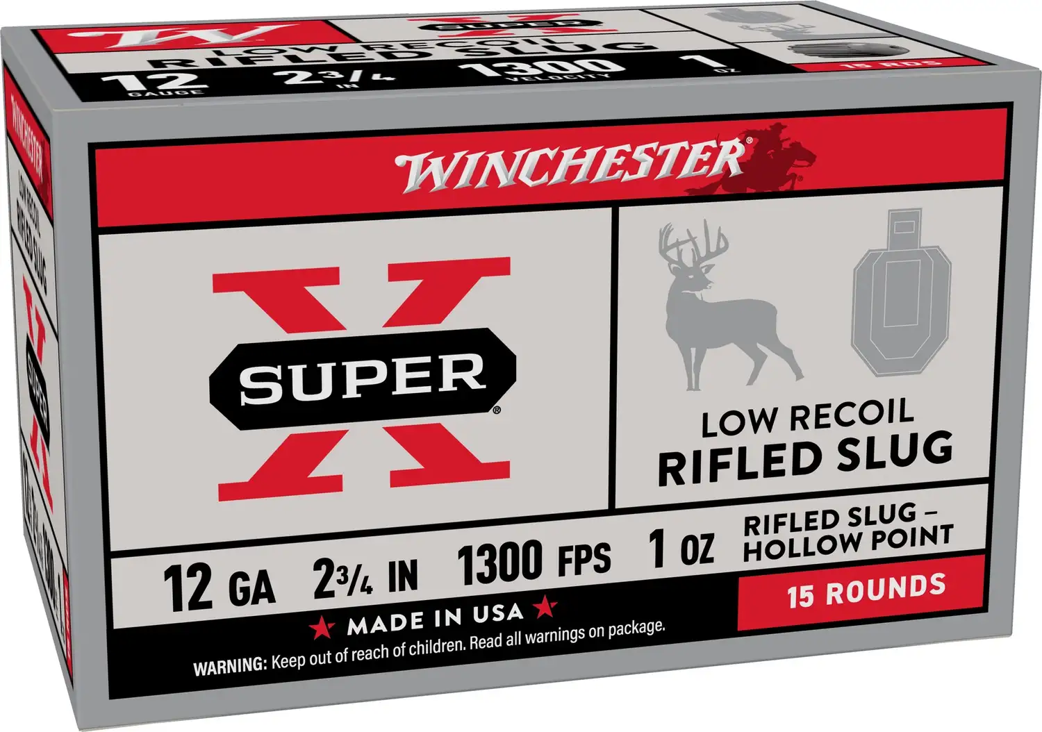 WINCHESTER 12 GA 2-3/4" SUPER-X 15-PACK LOW RECOIL 1 OZ 15RD/BX 10BX/CS