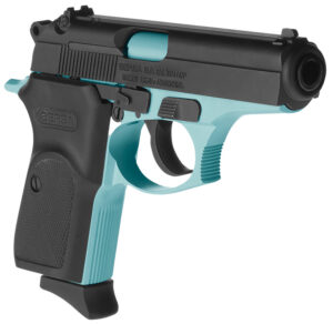 Bersa T380BLM8 Thunder Micro-Compact Frame 380 ACP 8+1, 3.50" Robin Egg Blue Cerakote Steel Barrel, Matte Black Serrated Steel Slide, Robin Egg Blue Cerakote Aluminum Frame