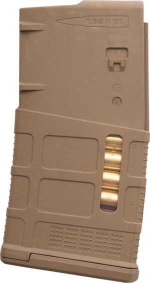 Magpul Industries, Magazine, PMAG 20 LR/SR GEN M3 with Window, 308 Winchester/7.62 NATO, 20 Rounds, Fits DPMS/SR25/LaRue OBR, Coyote Tan