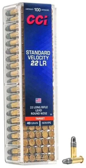 CCI 22 LR STANDARD VELOCITY  40GR LRN 100 RD/BX 50 BX/CS