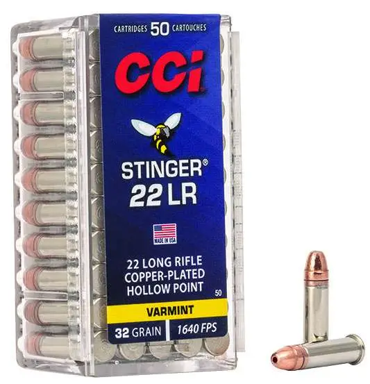 CCI 22 LR STINGER 32GR CPHP 50 RD/BX 100 BX/CS