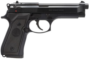 Beretta USA J92M9A0M M9  Full Size Frame 9mm Luger 15+1, 4.90" Steel Barrel, Black Bruniton Serrated Steel Slide & Aluminum Frame w/Beavertail, Ambidextrous