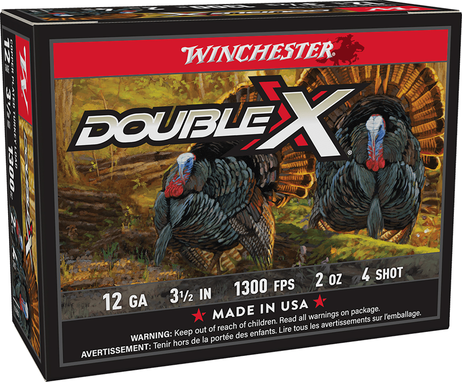 Winchester Ammo STH12354 Double X High Velocity Turkey 12Gauge 3.50" 2oz 4Shot 10 Per Box/10 Case