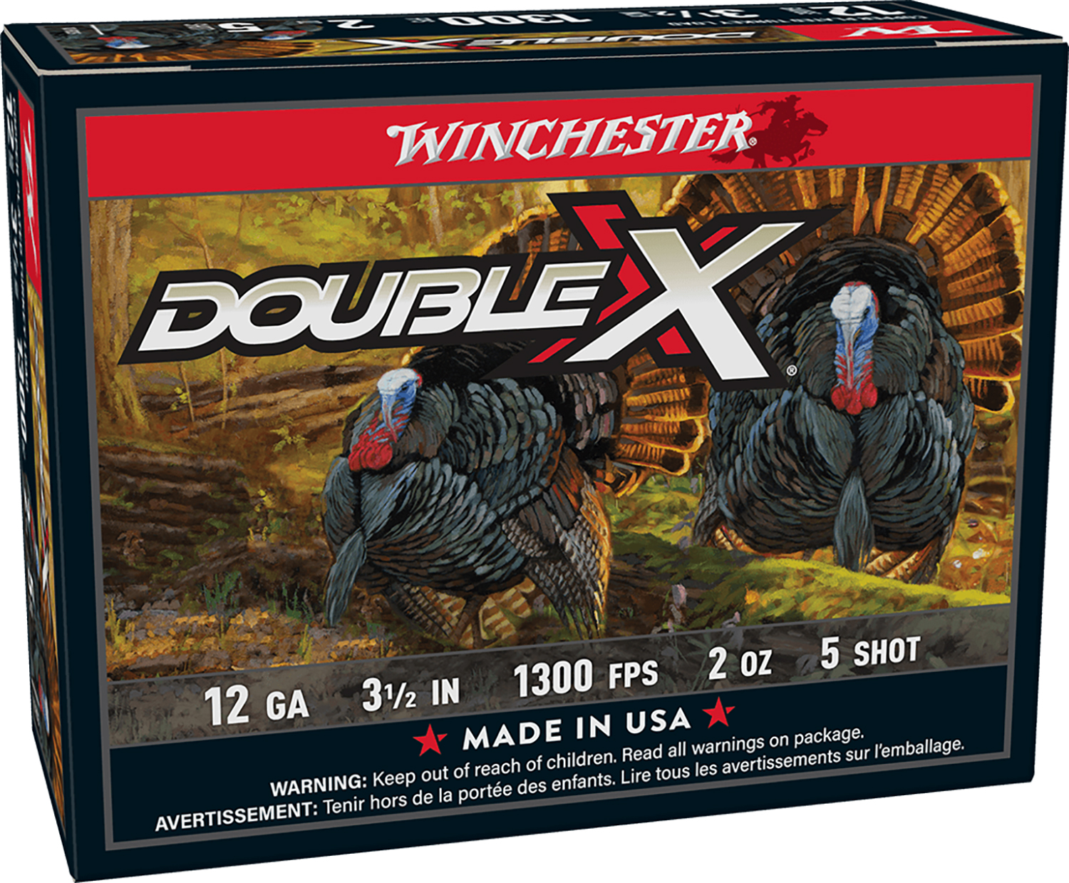 Winchester Ammo STH12355 Double X High Velocity Turkey 12Gauge 3.50" 2oz 5Shot 10 Per Box/10 Case