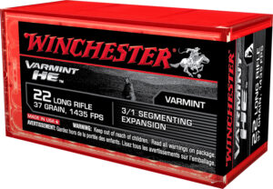 Winchester Ammo S22LRFSP Varmint HE 22LR 37gr 3/1 Segmenting Expansion 50 Per Box/20 Case