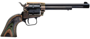 Heritage Mfg RR22MCH6 Rough Rider 22 LR/22 WMR 6 Shot, 6.50" Black Steel Barrel & Cylinder, Simulated Case Hardened Zinc Alloy Frame, Camo Laminate Grip, Hammer/Thumb Safety, Exposed Hammer