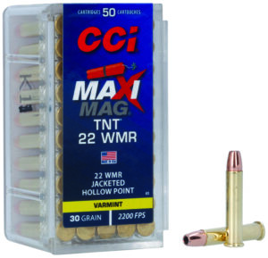 CCI 0063 Maxi-Mag TNT 22WMR 30gr TNT Jacketed Hollow Point 50 Per Box/40 Case