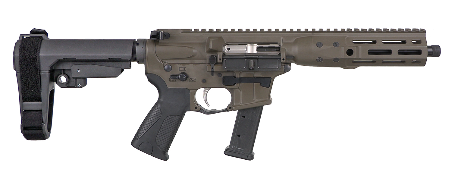 LWRC ICP9PBC8SBA3 IC-9 9mm Luger 8.50" 33+1 Black Nitride Threaded Barrel, Patriot Brown Anodized Aluminum Picatinny Rail Receiver, SB Tactical SBA3 Brace, LWRC Ultra Combat Grip, Ambidextrous