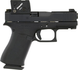 GLOCK, 43X M.O.S., Striker Fired, Polymer Frame Pistol, Compact, 9MM, 3.41" Marksman Barrel, nDLC Finish, Black, MOS8 Optic Cut, Aimpoint COA Optic Mounted, Black Front Sight, Rear Wedge Sight, Front Serrations, Front Rail, Ambidextrous Slide Stop Lever, Flared Mag Well, No Finger Grooves, 10 Rounds, 2 Magazines
