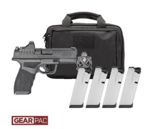 Springfield HCP9379BOSP15PAC Hellcat Pro OSP Compact 9mm Luger 15+1 3.70" Black Melonite Steel Barrel & Optic Ready/Serrated Slide, Black Polymer Frame w/Picatinny Rail, Textured Grip, Viridian RFX-11 Green Dot