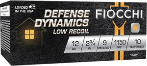 Fiocchi 12LE9P Defense Dynamics Low Recoil 12 Gauge 2.75" 1 Buck Shot 10 Per Box